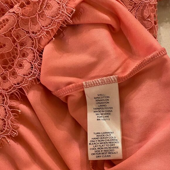 NANETTE LEPORE Blouse Top Gorgeous Salmon Pink Lace MSRP $99 Size MEDIUM! NICE! - Picture 7 of 7